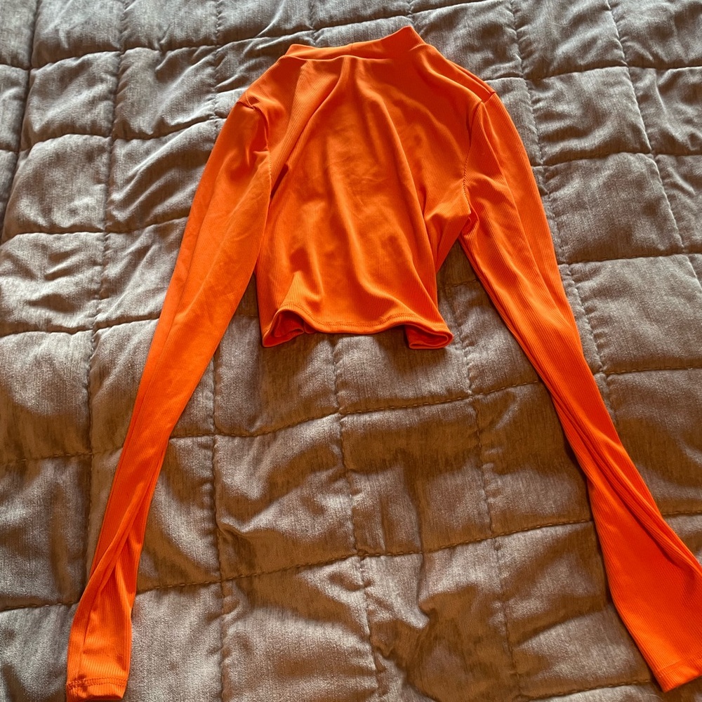Slim fit bodycon mesh orange top